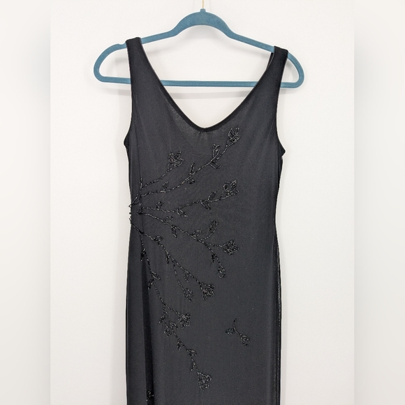 Vintage Y2K Stenay Mesh Beaded Black Evening Dress Size Large Cocktail Formal - Picture 10 of 14